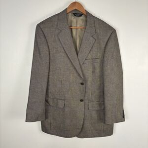 Jos A Bank Blazer Men 44R Black Tan Prince Edward Plaid Signature Silk Camelhair